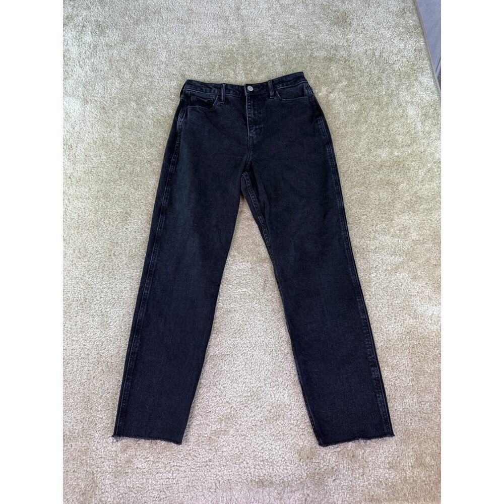 Hollister Ultra High-Rise Mom Jean Black Size 5R 27x26 Cropped Raw Hem D430